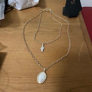 Susann Women's Gold/Silver 2 Layer Angel Necklace OS NIB